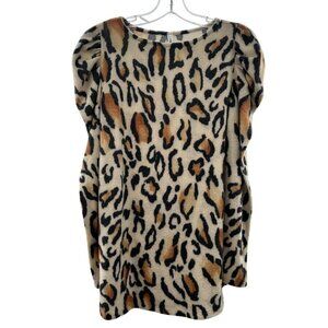 Emerald Women's Animal Print Sweater Long Bishop Sleeved Size Medium